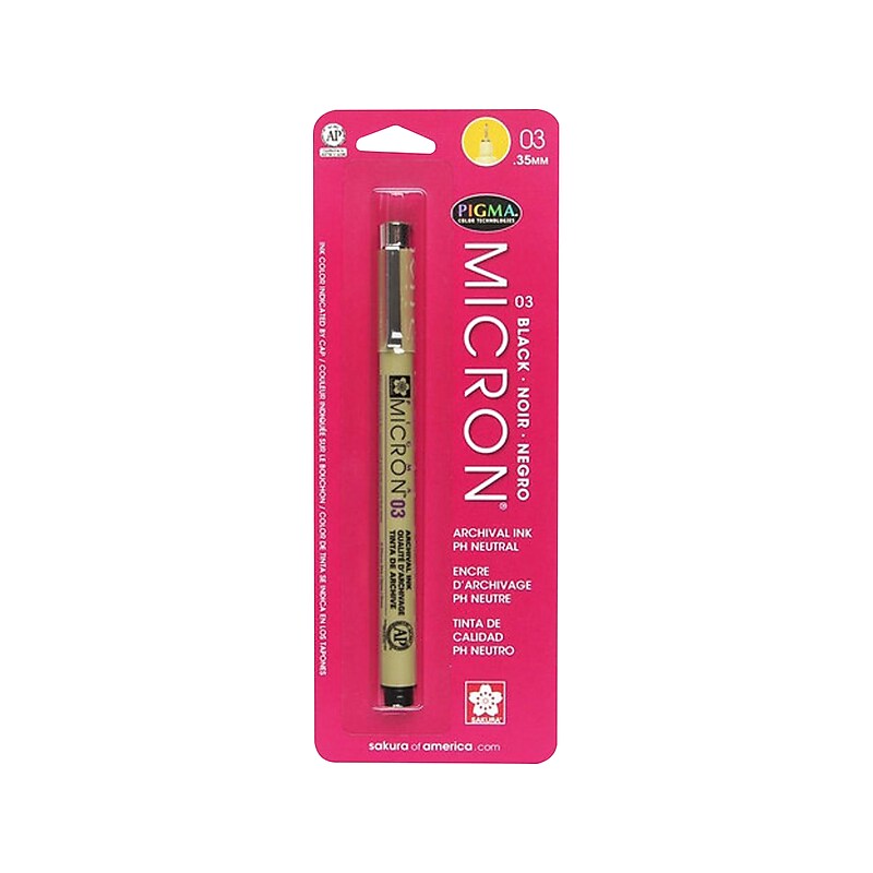 Pigma Micron 03 Classic Drawing Pen, Black, Each (30381) image 1