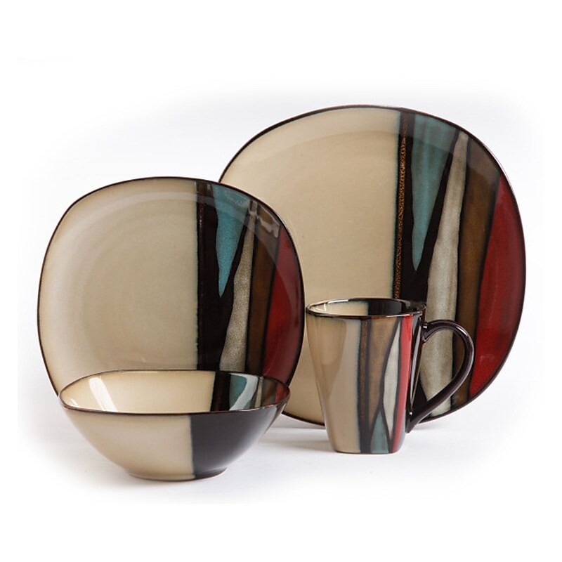 Gibson Elite Althea 16 Piece Stoneware Dinnerware Set Multi Color 93597570M image 1