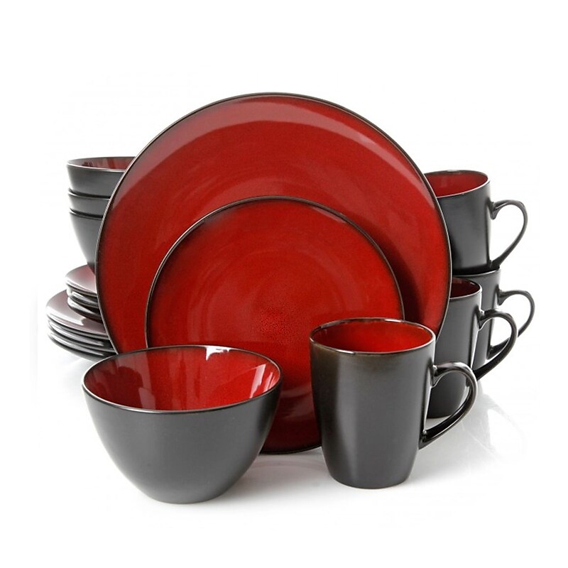 Gibson Soho Lounge Round 16pc Dinnerware Set, Burgundy 93597332M image 1