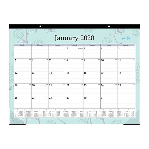 2020 Blue Sky 17 X 22 Desk Pad Calendar Rue Du Flore Aqua Lavender 