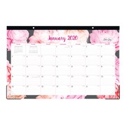 Blue Sky 2020 Monthly Desk Pad Calendar Classic Red 17 x 11 Two-Hole Punched Ruled Blocks