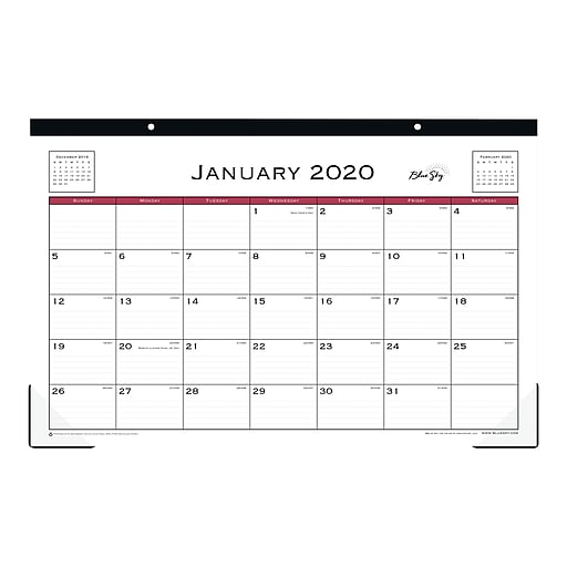 2020 Blue Sky 11" x 17" Desk Pad Calendar, Classic Red, White/Red