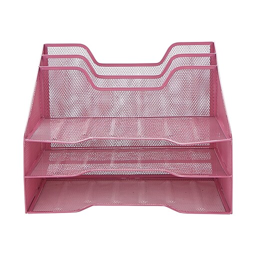 Mind Reader Wire Mesh File Organizer, Pink (MESHBOX5PNK