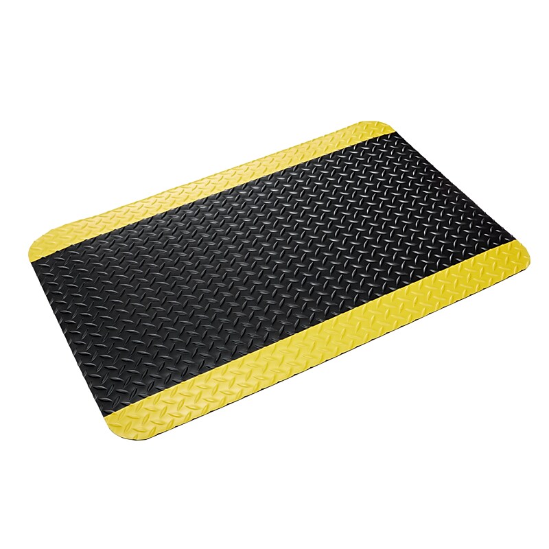 Crown Industrial Deck Plate Anti-Fatigue Mat, 36" x 60", Black with Yellow Border (CWNCD0035YB) image 1