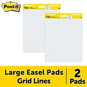 Post-it® Super Sticky Easel Pad, 25" x 30", White with Grid, 30 Sheets/Pad, 2 Pads/Pack (560)