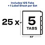 Avery Index Maker Unpunched Paper Dividers with Print & Apply Label Sheets, 5 Tabs, White, 25 Sets/Pack (11443)~#|#~sp64188392_sc7