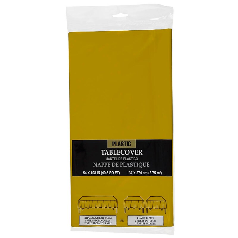 JAM Paper® Plastic Table Cover, 54 x 108 Inches, Gold Tablecloth, Sold Individually (291425371) image 1