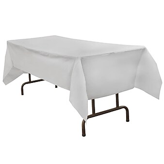 JAM Paper® Plastic Table Cover, 54 x 108 Inches, White Tablecloth, Sold Individually (291423361)