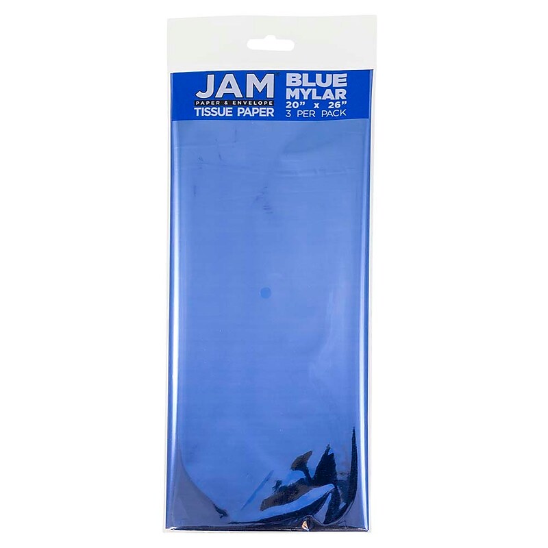 JAM Paper 20" x 26" Tissue Paper, Blue Mylar, 3 Sheets/Pack (1172412) image 1