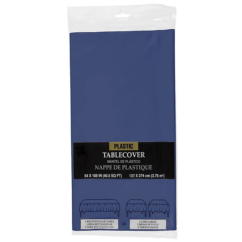 JAM Paper Plastic Table Cover, 54 x 108 Inches, Blue (291423353) image 1