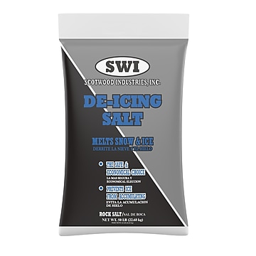 Scotwood Industries Rock Salt Ice Melt, Melts to 20 Degrees, 50 lbs. Bag (SWO50BRS/50BRSC)
