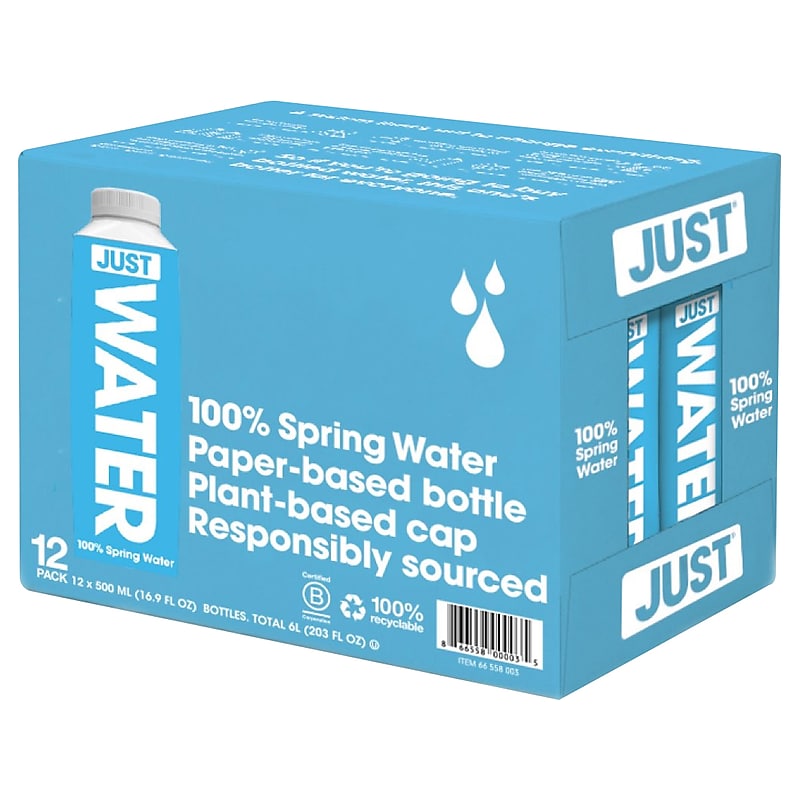 Just Water 100% Spring Water, 16.9 oz., 12 Bottles/Carton (66558003) image 1