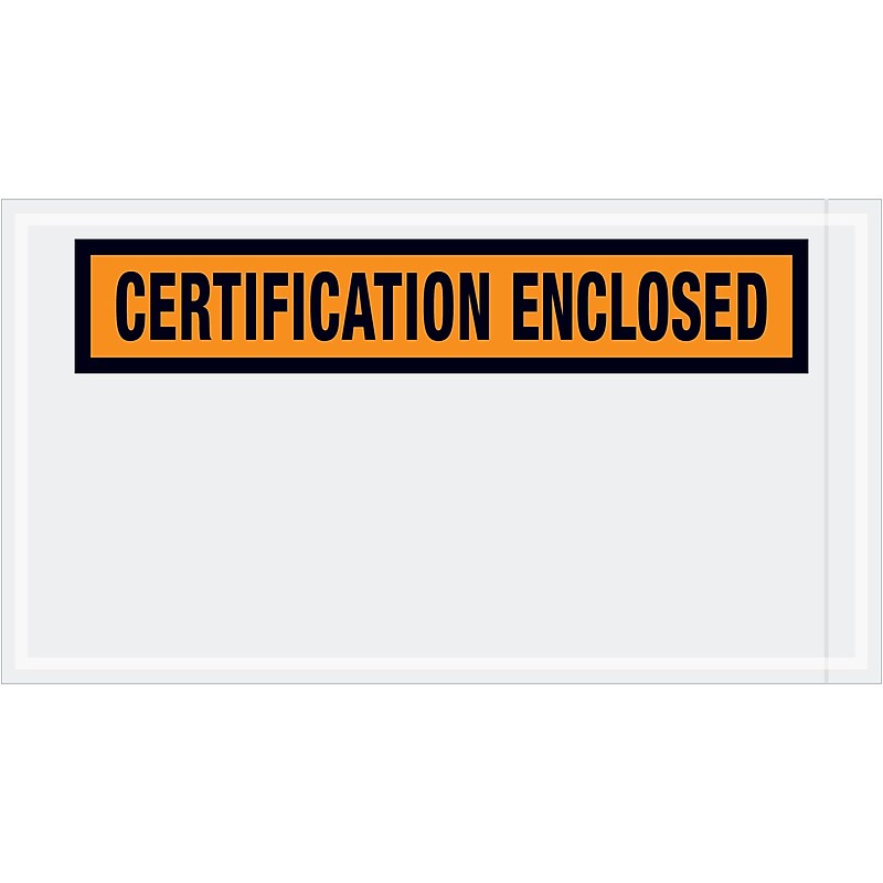 Tape Logic® "Certification Enclosed" Envelopes, 5 1/2" x 10", Orange, 1000/Case (PL439) image 1