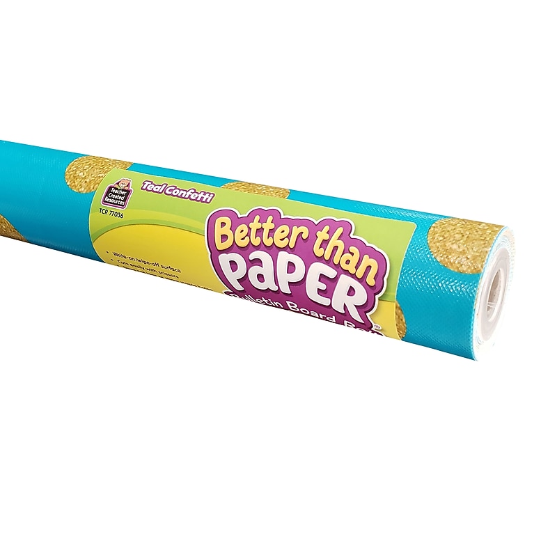 Teacher Created Resources Better Than Paper 144" x 48" Bulletin Board Roll, Teal Confetti, 4/Carton (TCR32347) image 1