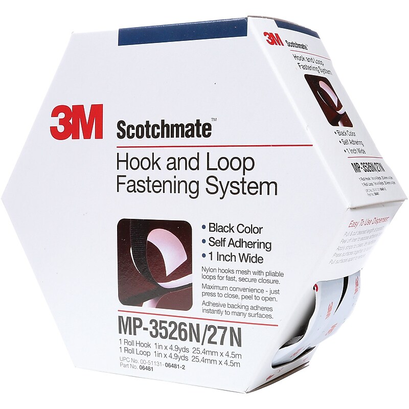 3M MP3526N/MP3527N ScotchmateCombo Pack Fasteners, 1" x 15', Black, 1/Case (DK3M162) image 1