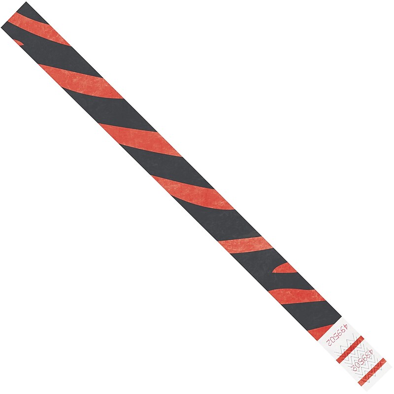 Tyvek® Wristbands, 3/4" x 10", Red Zebra Stripe, 500/Case (WR108RD) image 1