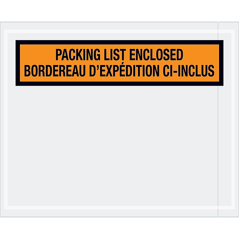 Tape Logic® Bilingual Packing List Envelopes, 4 1/2" x 5 1/2", Orange, 1000/Case (PL501) image 1