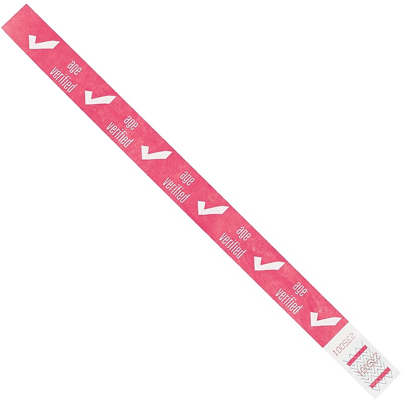 Tyvek® Wristbands, 3/4" x 10", Pink "Age Verified", 500/Case (WR102PK) image 1