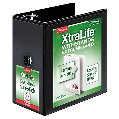 Cardinal XtraLife ClearVue Non-Stick Locking Slant-D Ring Binder, 6-Inch, Black (26361)