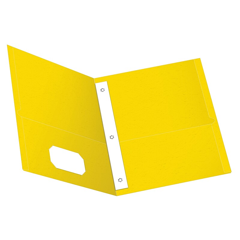 Oxford 2-Pocket Fastener Folders, Yellow, 25/Box (OXF 57709) image 1