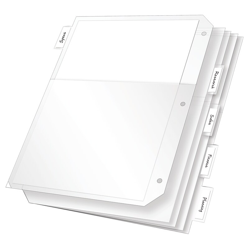 Cardinal Poly Binder Pockets, 3-Hole Punched, Clear, 5/Pack (84010CB) image 1