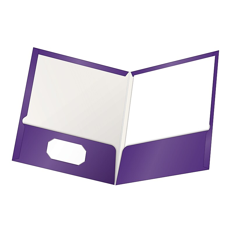 Oxford ShowFolio Twin Laminated Folders, Purple, 25/Box (OXF 51726) image 1