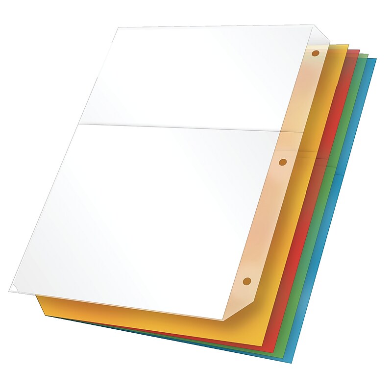 Cardinal Poly Binder Pockets, 3-Hole Punched, Assorted Colors, 5/Pack (CRD 84007) image 1