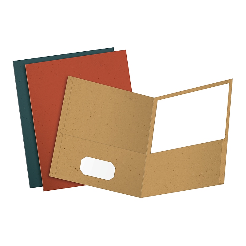 Earthwise by Oxford 2-Pocket Presentation Folders, Assorted Colors, 25/Box (OXF 78513) image 1