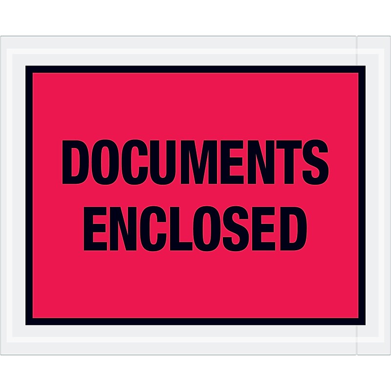 Tape Logic® "Documents Enclosed" Envelopes, 4 1/2" x 5 1/2", Red, 1000/Case (PL438) image 1