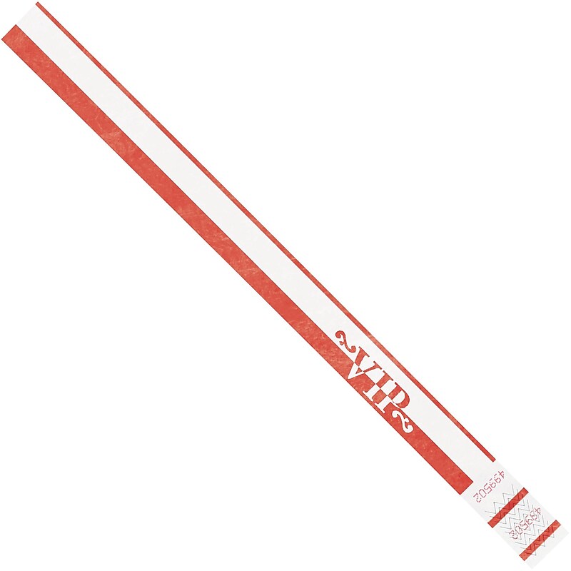 Tyvek® Wristbands, 3/4" x 10", Red VIP, 500/Case (WR106RD) image 1