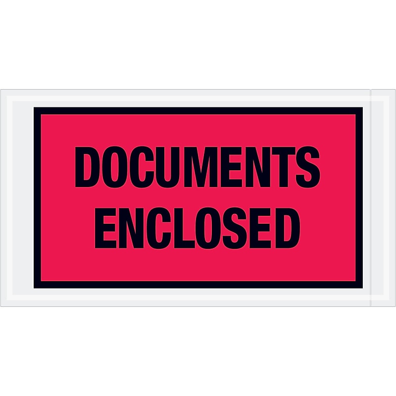 Tape Logic® "Documents Enclosed" Envelopes, 5 1/2" x 10", Red, 1000/Case (PL436) image 1