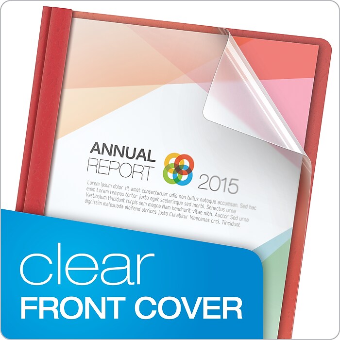 Oxford Clear Front Report Cover, Letter Size, Assorted Colors, 25