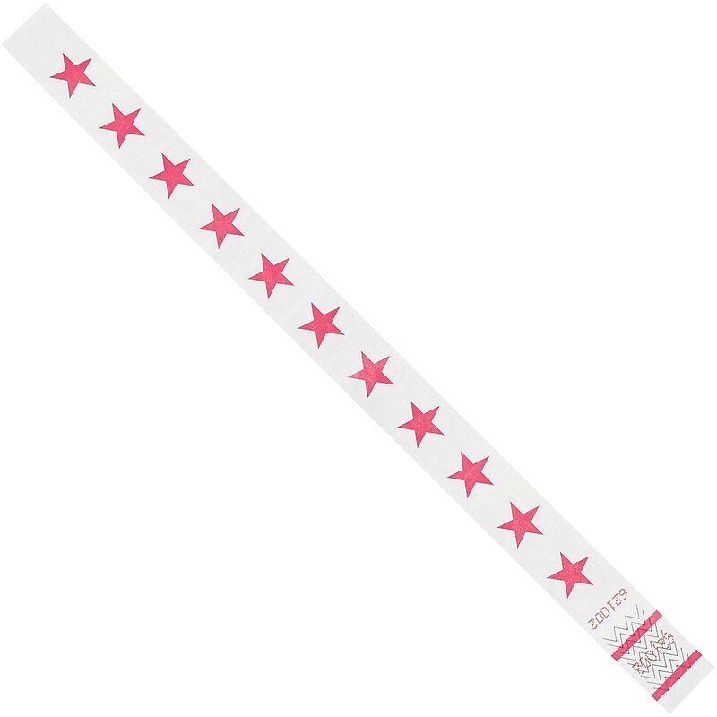Tyvek® Wristbands, 3/4" x 10", Pink Stars, 500/Case (WR104PK) image 1