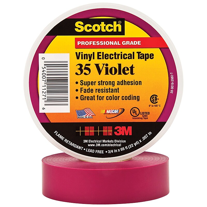 3M 35 Colored Electrical Tape, 3/4" x 22 yds., Violet, 10/Case (T96403510PKV) image 1