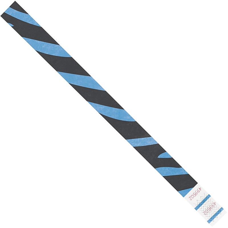 Tyvek® Wristbands, 3/4" x 10", Blue Zebra Stripe, 500/Case (WR108BE) image 1