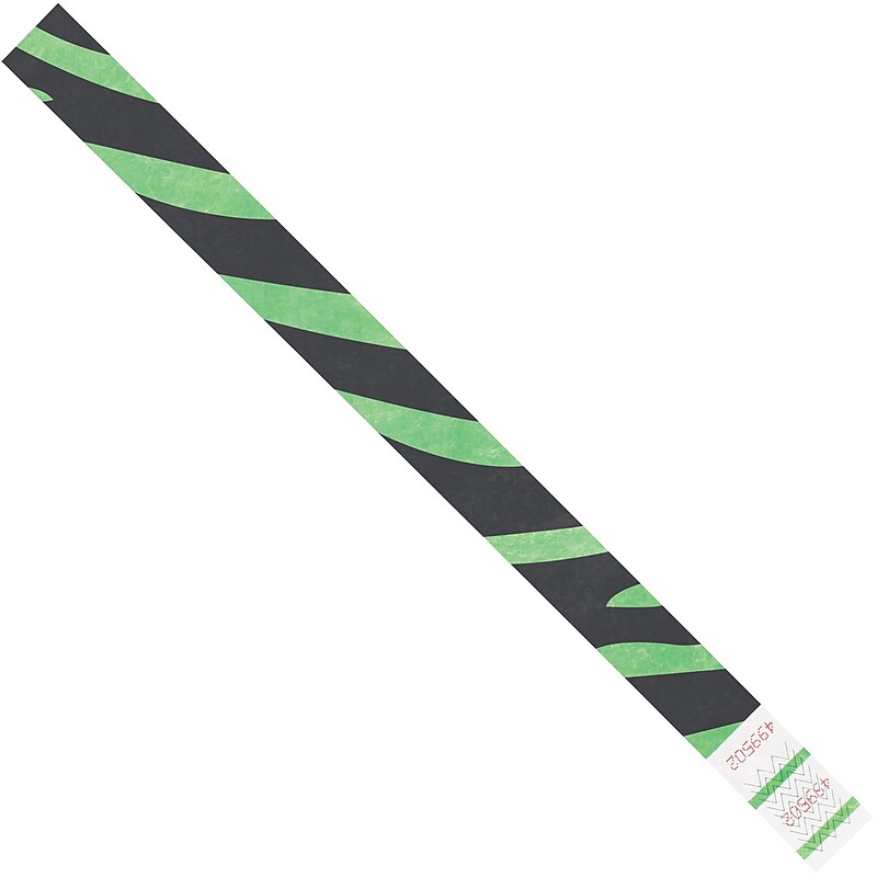 Tyvek® Wristbands, 3/4" x 10", Green Zebra Stripe, 500/Case (WR108GN) image 1