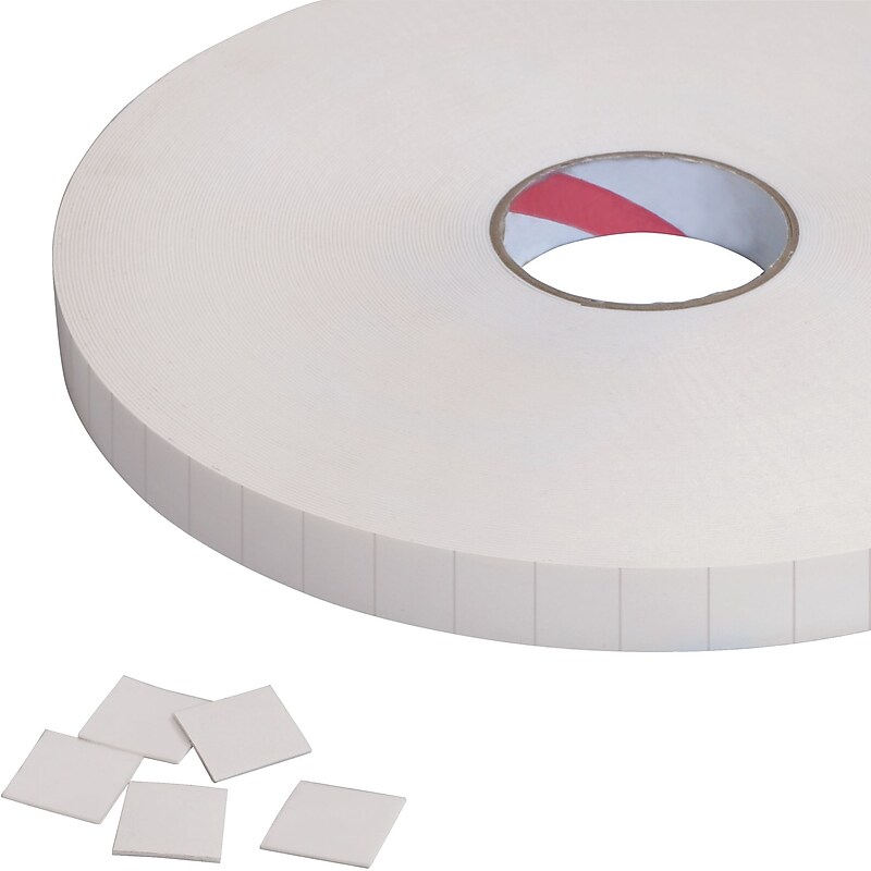 Tape Logic® Removable Double Sided Foam Squares, 1/32" Thick, 1/2 X 1/2", White, 1296/Roll (T95227) image 1