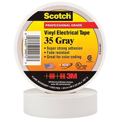Shop Staples for 3M 35 Colored Electrical Tape, 7 Mil, 3/4" x 66', Gray