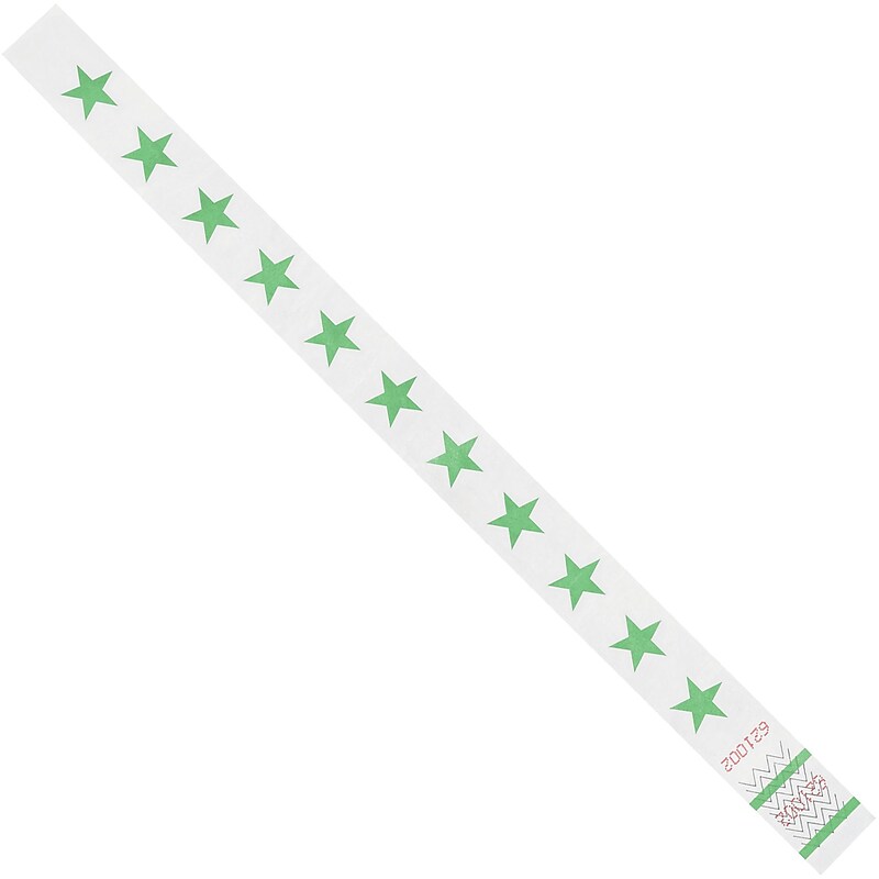 Tyvek® Wristbands, 3/4" x 10", Green Stars, 500/Case (WR104GN) image 1