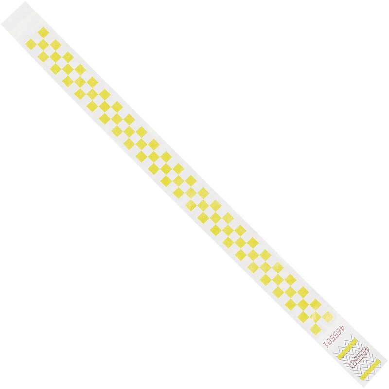 Tyvek® Wristbands, 3/4" x 10", Yellow Checkerboard, 500/Case (WR103YE) image 1