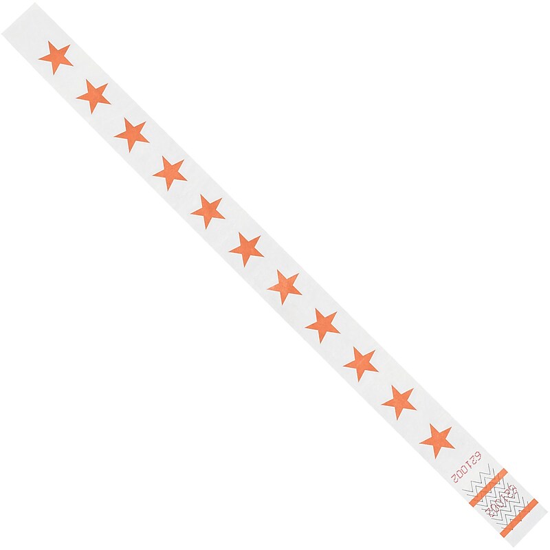 Tyvek® Wristbands, 3/4" x 10", Orange Stars, 500/Case (WR104OR) image 1