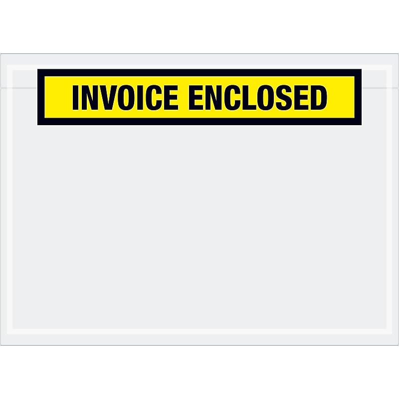 Tape Logic® "Invoice Enclosed" Envelopes, 7 1/2" x 5 1/2", Yellow, 1000/Case (PL528) image 1