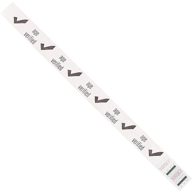 Tyvek® Wristbands, 3/4" x 10", White "Age Verified", 500/Case (WR102WH) image 1