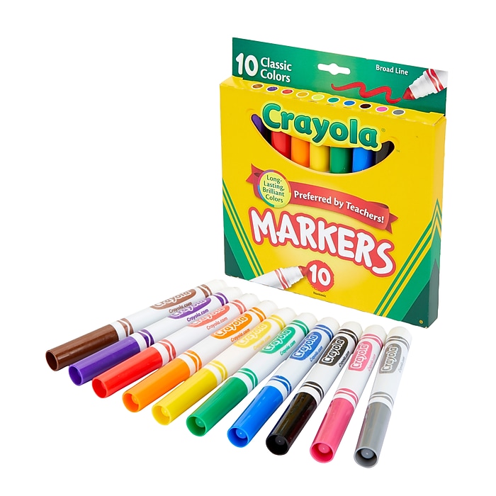 Crayola Kid's Markers, Broad Line, Assorted Colors, 10/Pack (58-7722)