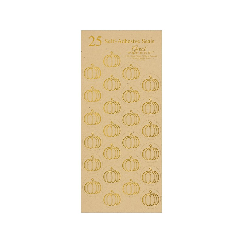 Great Papers! Fall Pumpkins Seasonal Seal, Kraft, 25/Sheet (2019036) image 1