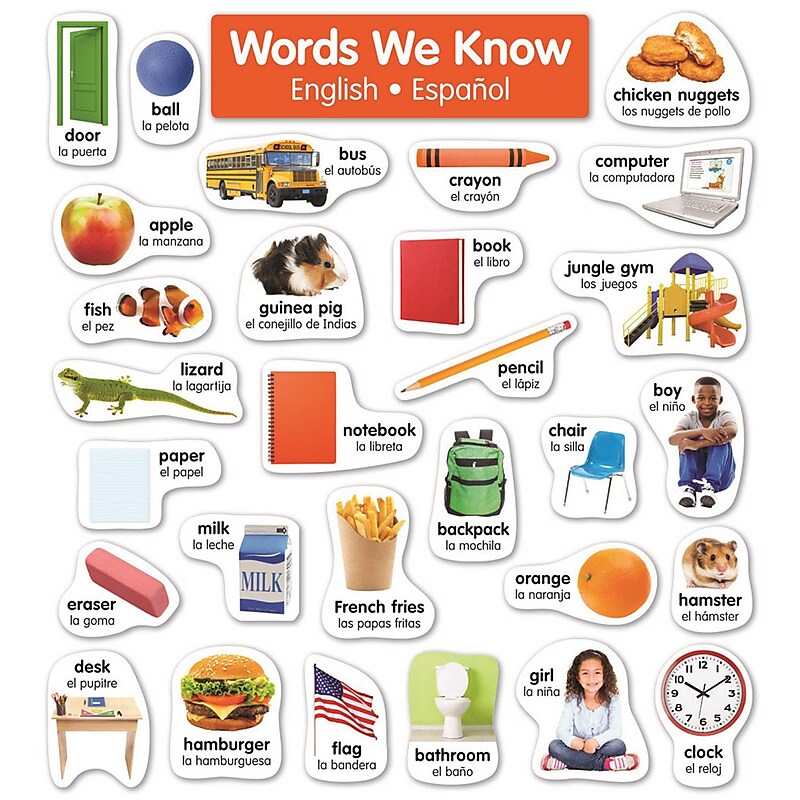 Scholastic English-Spanish Photo Word Wall Bulletin Board Set, 43/Set (SC-834487) image 1