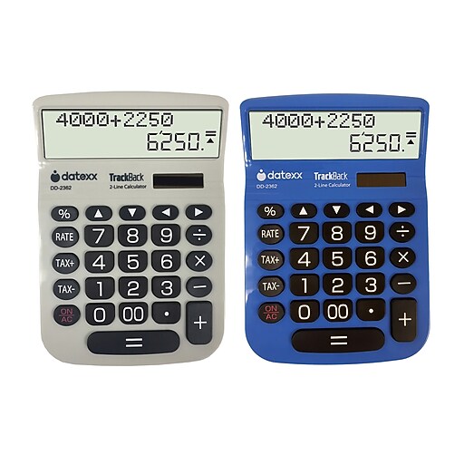 Datexx® 2Line TrackBack DTXDD2362 Large Desktop Calculator, Assorted