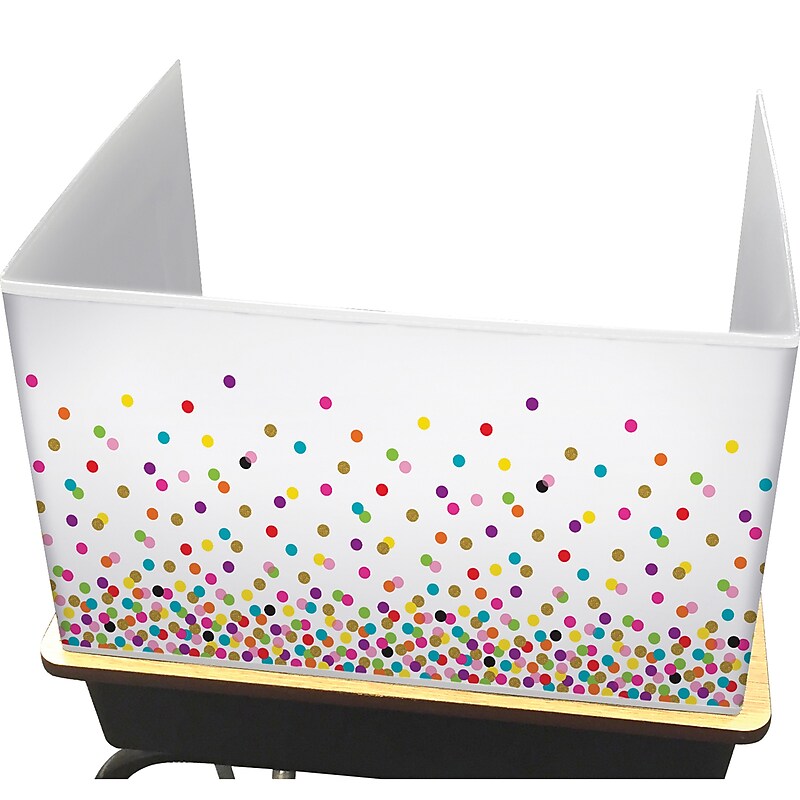 Teacher Created Resources Confetti Foldable Plastic Freestanding Privacy Shield, 16"H x 22"W, Multicolored (TCR20345) image 1