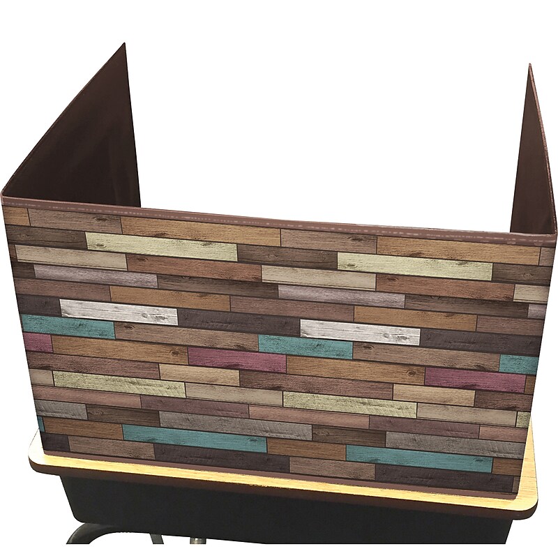 Teacher Created Resources Reclaimed Wood Foldable Plastic Freestanding Privacy Shield, 16"H x 22"W, Multicolored (TCR20346) image 1