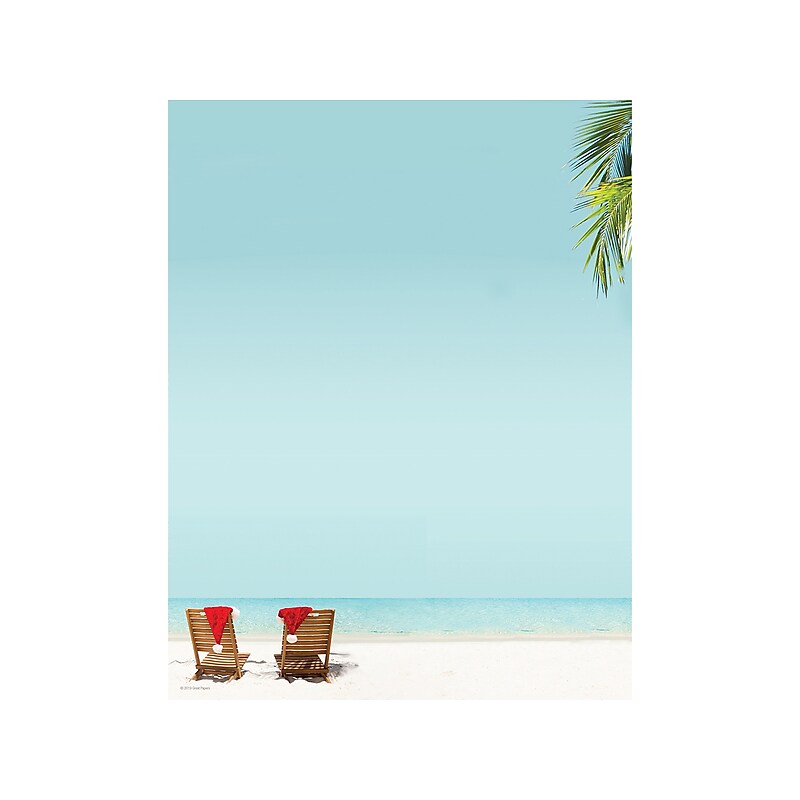 Great Papers! Warm Wishes Holiday Letterhead, Blue, 80/Pack (2019104) image 1